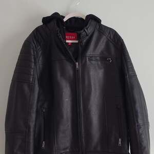 Guess black leather jacket size XL